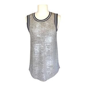 Trouvé Metallic Sleeveless Piped Shirt XS Striking Gold/Silver Striped Preowned